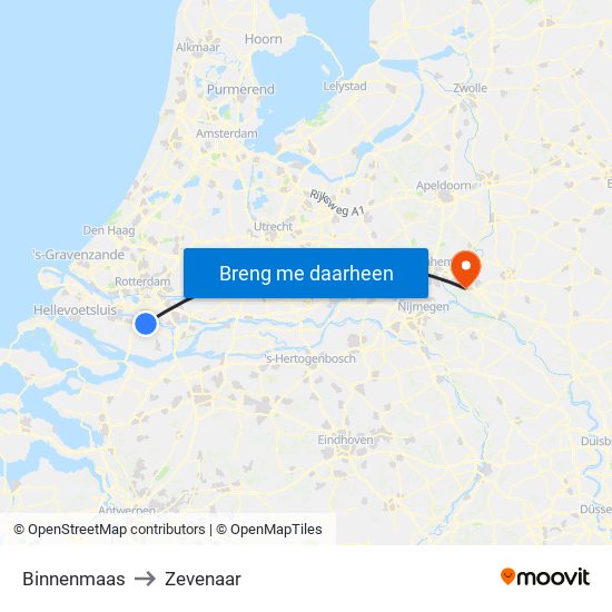 Binnenmaas to Zevenaar map