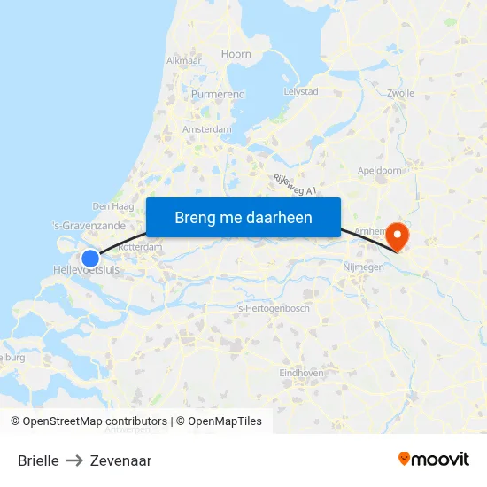 Brielle to Zevenaar map