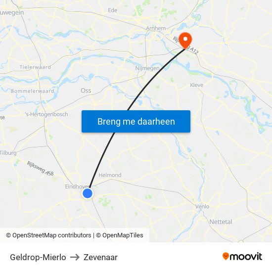 Geldrop-Mierlo to Zevenaar map