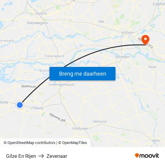 Gilze En Rijen to Zevenaar map