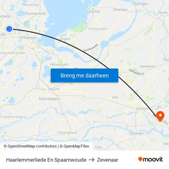 Haarlemmerliede En Spaarnwoude to Zevenaar map