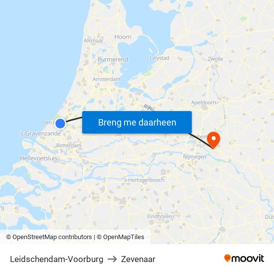 Leidschendam-Voorburg to Zevenaar map