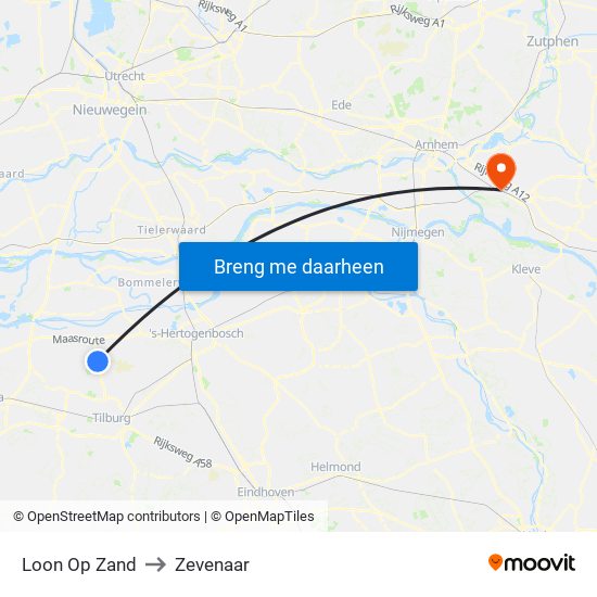 Loon Op Zand to Zevenaar map