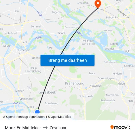 Mook En Middelaar to Zevenaar map