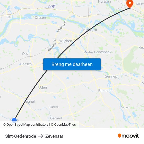 Sint-Oedenrode to Zevenaar map