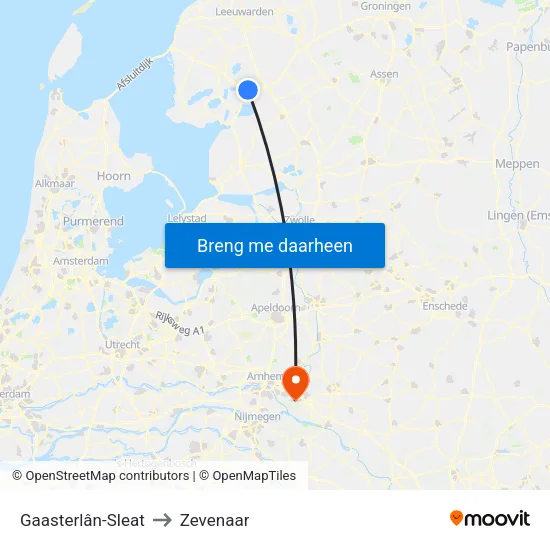 Gaasterlân-Sleat to Zevenaar map