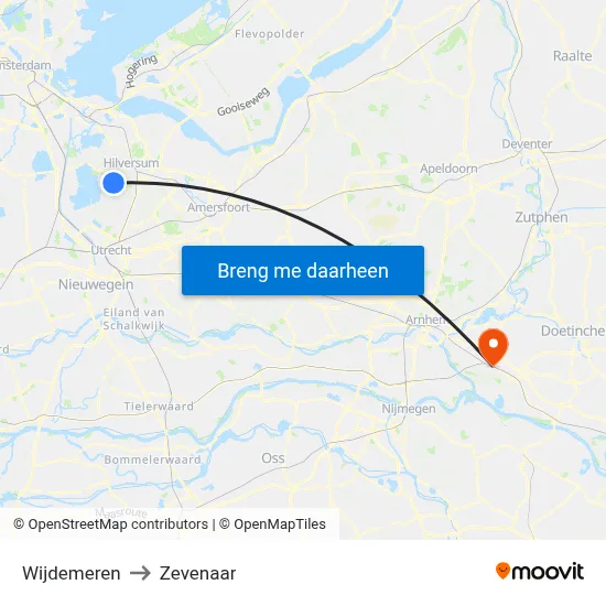 Wijdemeren to Zevenaar map