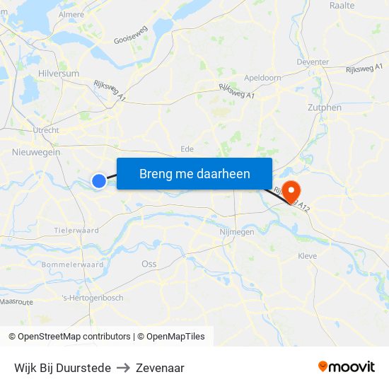 Wijk Bij Duurstede to Zevenaar map