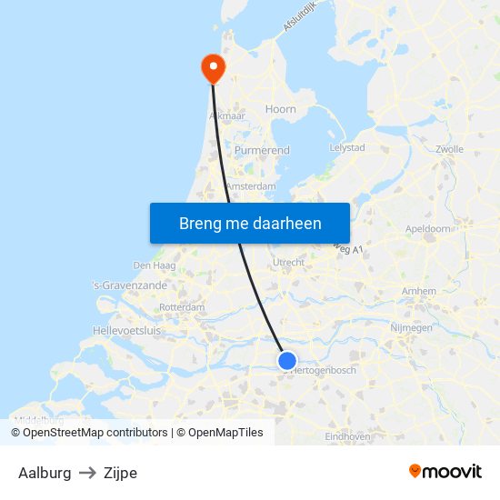 Aalburg to Zijpe map