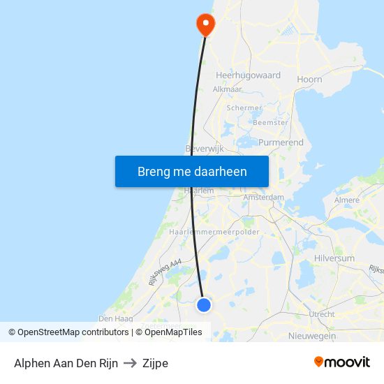Alphen Aan Den Rijn to Zijpe map