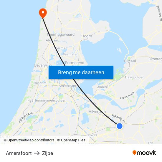 Amersfoort to Zijpe map