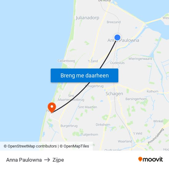 Anna Paulowna to Zijpe map