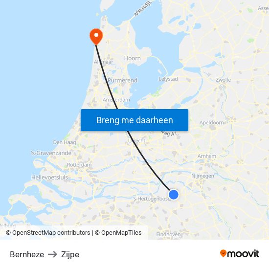 Bernheze to Zijpe map