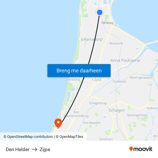 Den Helder to Zijpe map