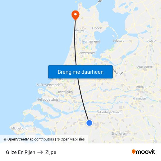 Gilze En Rijen to Zijpe map