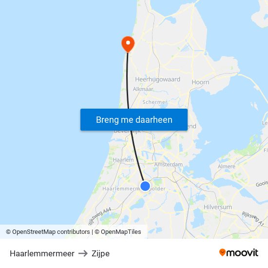 Haarlemmermeer to Zijpe map