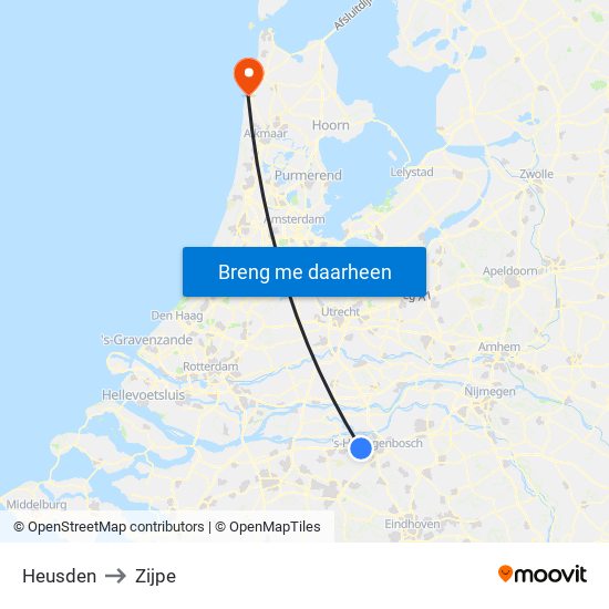 Heusden to Zijpe map