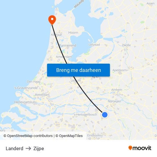 Landerd to Zijpe map