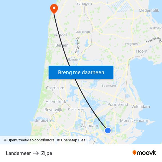 Landsmeer to Zijpe map