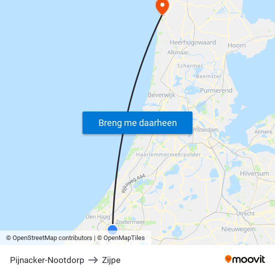 Pijnacker-Nootdorp to Zijpe map