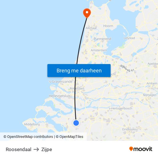 Roosendaal to Zijpe map
