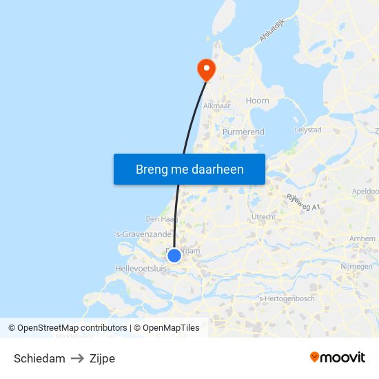 Schiedam to Zijpe map
