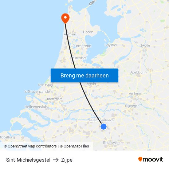 Sint-Michielsgestel to Zijpe map