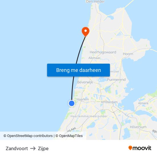 Zandvoort to Zijpe map