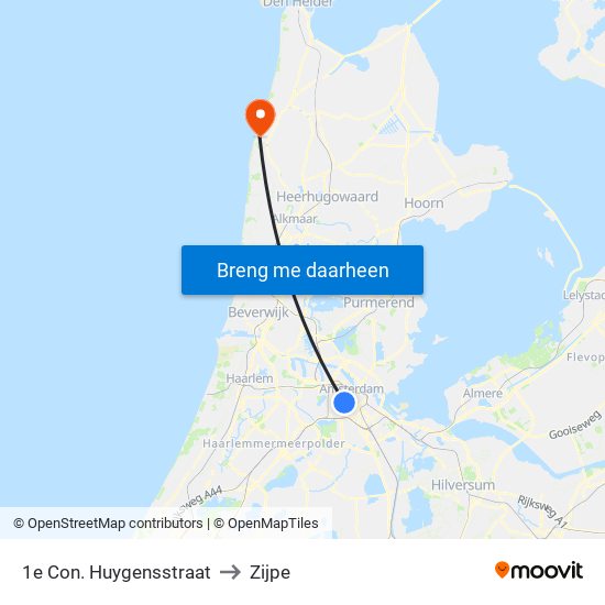 1e Con. Huygensstraat to Zijpe map