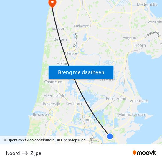 Noord to Zijpe map