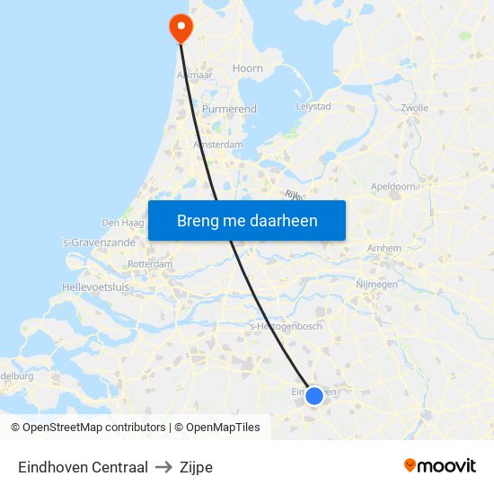 Eindhoven Centraal to Zijpe map