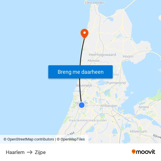 Haarlem to Zijpe map