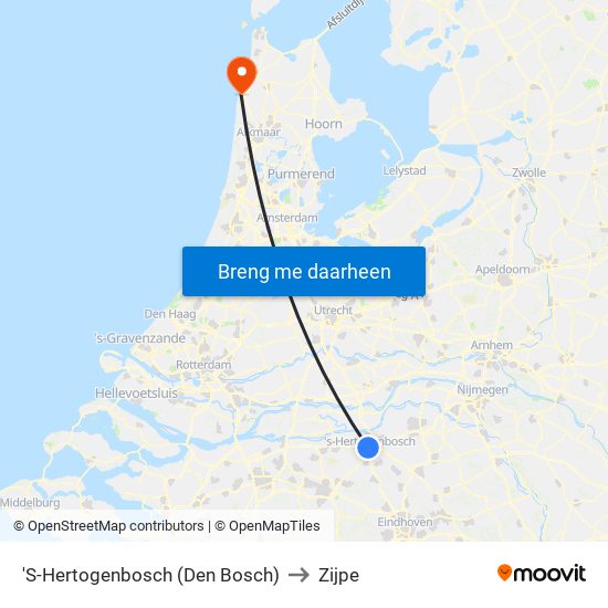'S-Hertogenbosch (Den Bosch) to Zijpe map