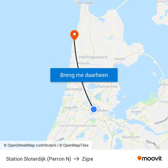 Station Sloterdijk (Perron N) to Zijpe map