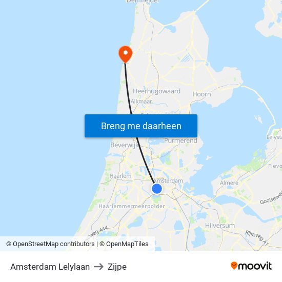 Amsterdam Lelylaan to Zijpe map