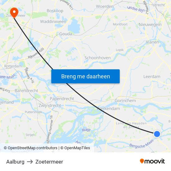 Aalburg to Zoetermeer map