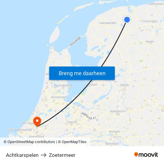 Achtkarspelen to Zoetermeer map