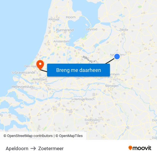 Apeldoorn to Zoetermeer map