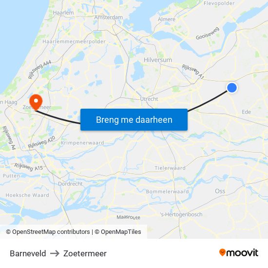 Barneveld to Zoetermeer map