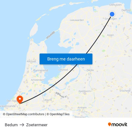 Bedum to Zoetermeer map