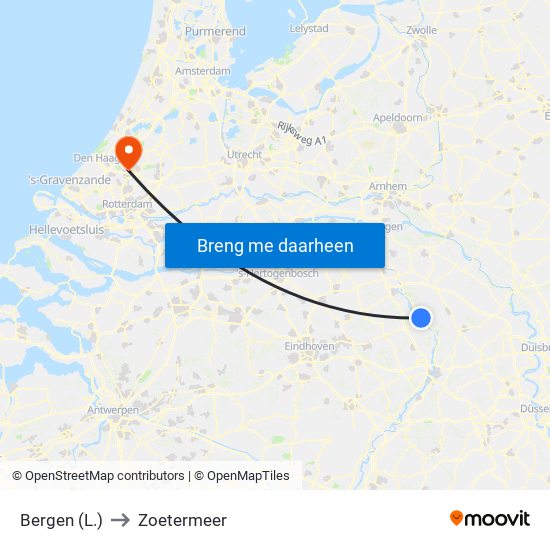 Bergen (L.) to Zoetermeer map