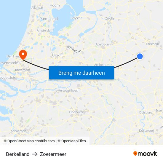 Berkelland to Zoetermeer map