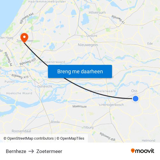 Bernheze to Zoetermeer map