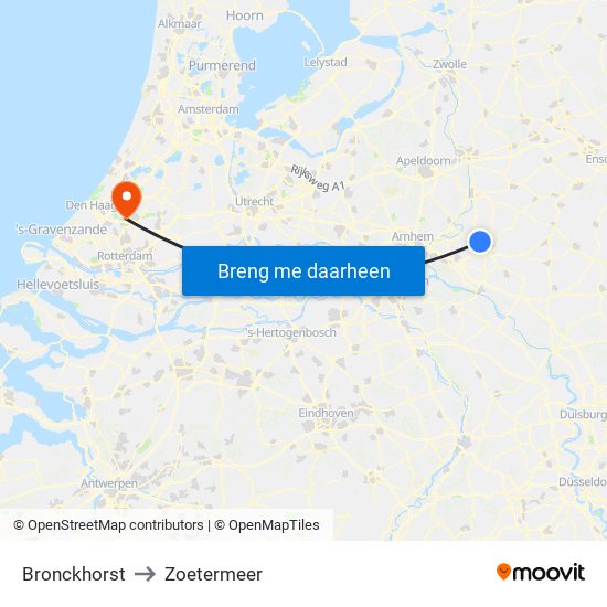 Bronckhorst to Zoetermeer map