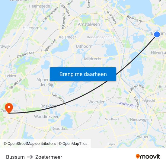 Bussum to Zoetermeer map