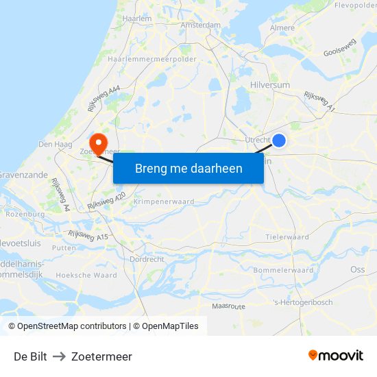 De Bilt to Zoetermeer map