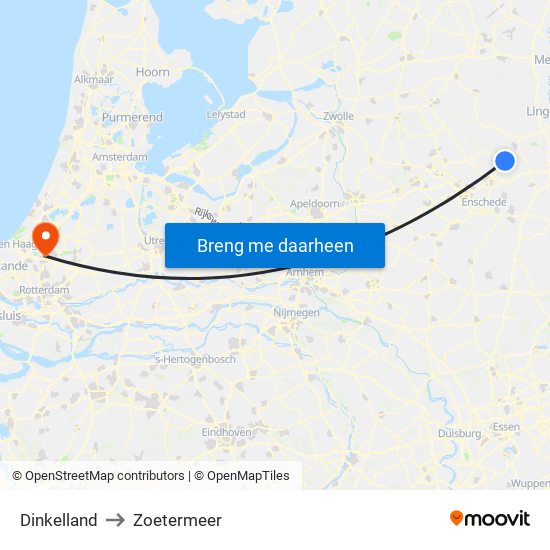 Dinkelland to Zoetermeer map