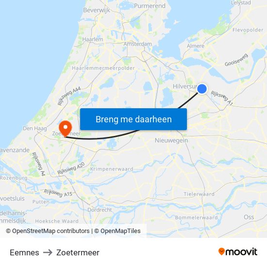 Eemnes to Zoetermeer map