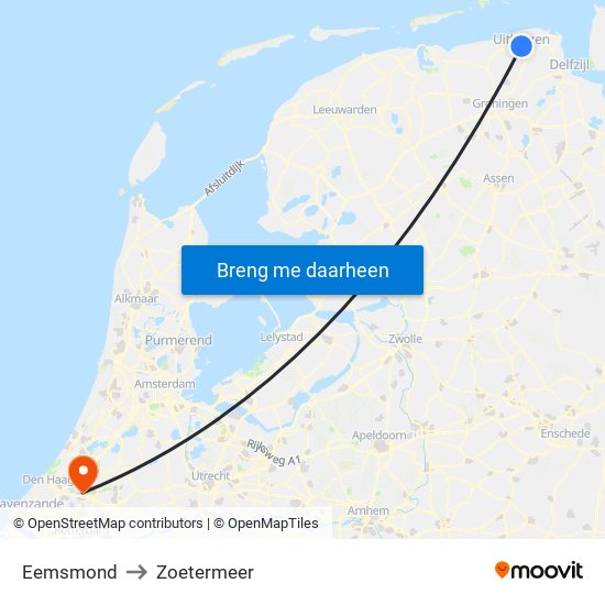 Eemsmond to Zoetermeer map