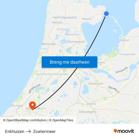 Enkhuizen to Zoetermeer map